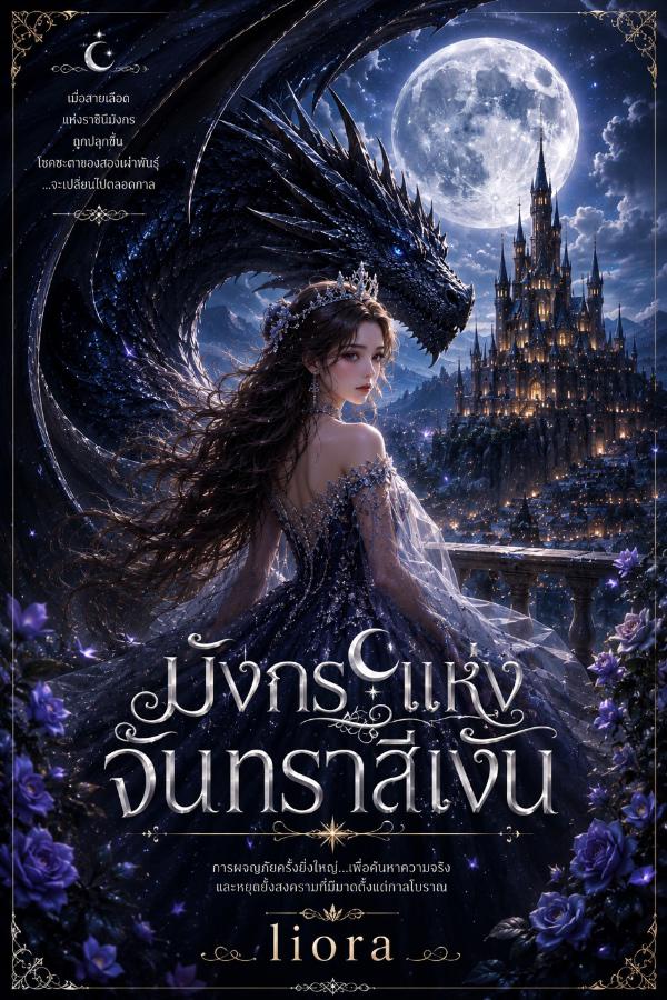 ปกนิยาย มังกรแห่งจันทราสีเงิน อ่านออนไลน์บน BAANNIYAY